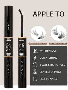 1pc Professional Eyelash Glue For False Lashes And Sealant Waterproof Clump Lash Glue 6ml, Strong Hold Long Lasting72 Hours Individual Lash Glue, Gentle Non-Irritating Latex Free Formaldehyde Free, For Home Use Black Clump Lash Glue Clear Lash Sealant 2 In 1 DIY False Eyelash Kit For Home Use - 黑色 - 查看 2