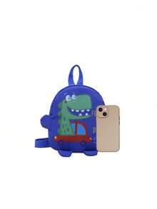 1 Pc New Fashion Academy Style Belt With Mini Cartoon Dinosaur Print Decorative Polyester Fabric Zipper Style Adjustable Shoulder Bag For Children For Primary School Students For Vacation Holiday For Outdoor For Back To School