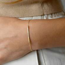 Elegant Minimalist Narrow Bracelet, Customizable With Initial, Roman Numerals, Date, Made Of Gold Material, Great Gift - Multicolor 2 - View 4