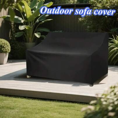 420D sofföverdrag - svart polyester, dragskodesign, inomhus-/utomhusbruk, skydd året runt för uteplats-, terrass- och poolmöbler