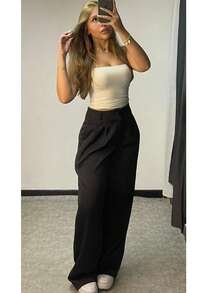 Wide Leg Tailored Pantolon Pants - 黑色 - 查看 3