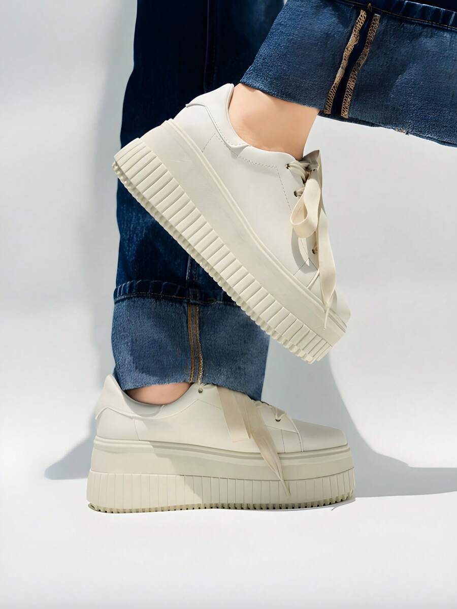 Women Wedge Sneakers - Beige - View 1