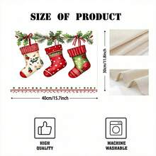 1pc/4pcs/6pcs/100pcs Christmas Stockings Pattern Placemats, Machine-Washed Rectangular Polyester Placemats, Table Protectors, Heat-Insulating Placemats, Restaurant Table Decorations, Party Supplies, Christmas Decorations, Can Be Given As Gift