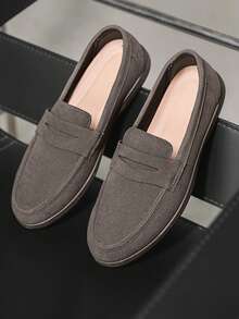 Klasyczne, minimalistyczne mokasyny męskie, lekkie, oddychające, wygodne, antypoślizgowe, trwałe, odpowiednie na ślub pana młodego, na nieformalne i formalne okazje - popiół - Zobacz 2