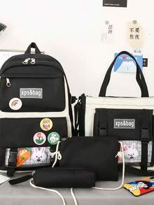 Mochila Conjunto Escolar Y Moderno De Bolsas De Viaje 4Piezas - Negro - Ver 4