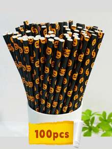 25 unidades Pajitas de Halloween, pajitas de papel desechables creativas para jugo y cócteles con diseños de calabaza, calavera, rayas, ondas y puntos, adecuadas para fiestas, eventos, manualidades, Halloween, cumpleaños y otras ocasiones, decoraciones prácticas, decoración de Halloween con fantasma y calabaza, decoraciones para fiestas - Multicolor - Ver 19