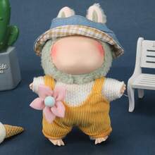 Conjunto de ropa para muñeca de 17 cm, compatible con Labubu, conjunto de ropa adecuado para muñecas de 6.7-pulgadas, accesorios de sombrero y ropa de moda y únicos, adecuado para muñecas de primera/segunda/tercera generación para jugar y exhibir, solo conjunto de ropa (excluye muñecas y zapatos)