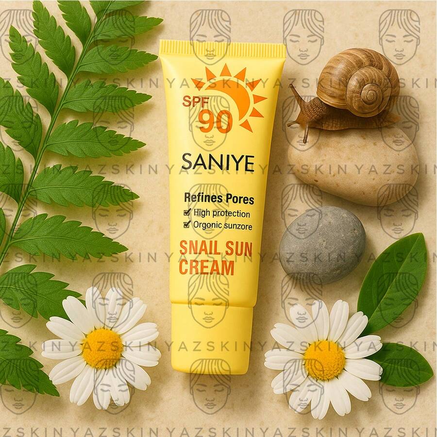 Crema Solar SANIYE con Baba de Caracol – SPF 90-Protege, hidrata y perfecciona tu piel con esta crema solar todo-en-uno. Textura ligera y alto poder regenerativo. - Beis - Ver 1