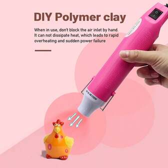 1 件 120V 300W 迷你热风枪加热工具适用于环氧树脂、DIY、丙烯酸、滚筒、压花、收缩包装、油漆干燥、工艺品、电子产品、去除环氧杯绘画树脂气泡，粉色