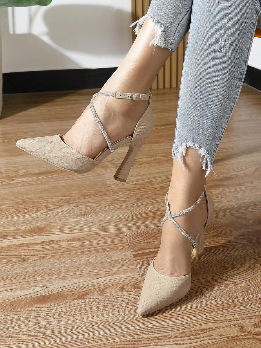 Women's Pointed Toe Stiletto Heel Hollow Out Fashion Party Work High Heel Pumps, Black, Champagne, White - Apricot - View 1