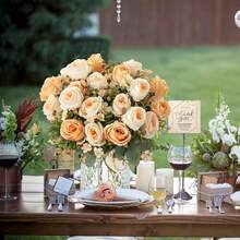 1/3/80 piezas Ramo artificial de 31 cm de peonía de seda e hortensias, rosas simuladas, plantas falsas para decoración de jardín al aire libre, adecuadas para decoración de boda, hogar, restaurante, dormitorio, cocina, alféizar de ventana, decoración de habitación, accesorios para fiestas de cumpleaños, decoración de jardín al aire libre, fiestas de boda, decoración de restaurante familiar, decoración de invierno, regalos de cumpleaños - naranja - Ver 7