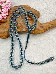 1 件 45 颗 10 毫米穆斯林祈祷珠手链，新款圆形珠子吊坠，经典款（黑色蓝色或棕色黑色可选），适合男女日常或节日佩戴 - 彩色 - 查看 2