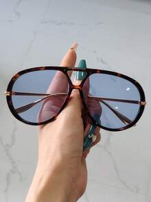 1 Cặp Kính thời trang nữ gọng kim loại kiểu phi công, Kính thời trang cỡ lớn kiểu khiên cho bãi biển, lái xe, trang trí theo phong cách Boho cho kỳ nghỉ bãi biển mùa hè, ngoài trời, du lịch - Nhiều màu - Xem 2