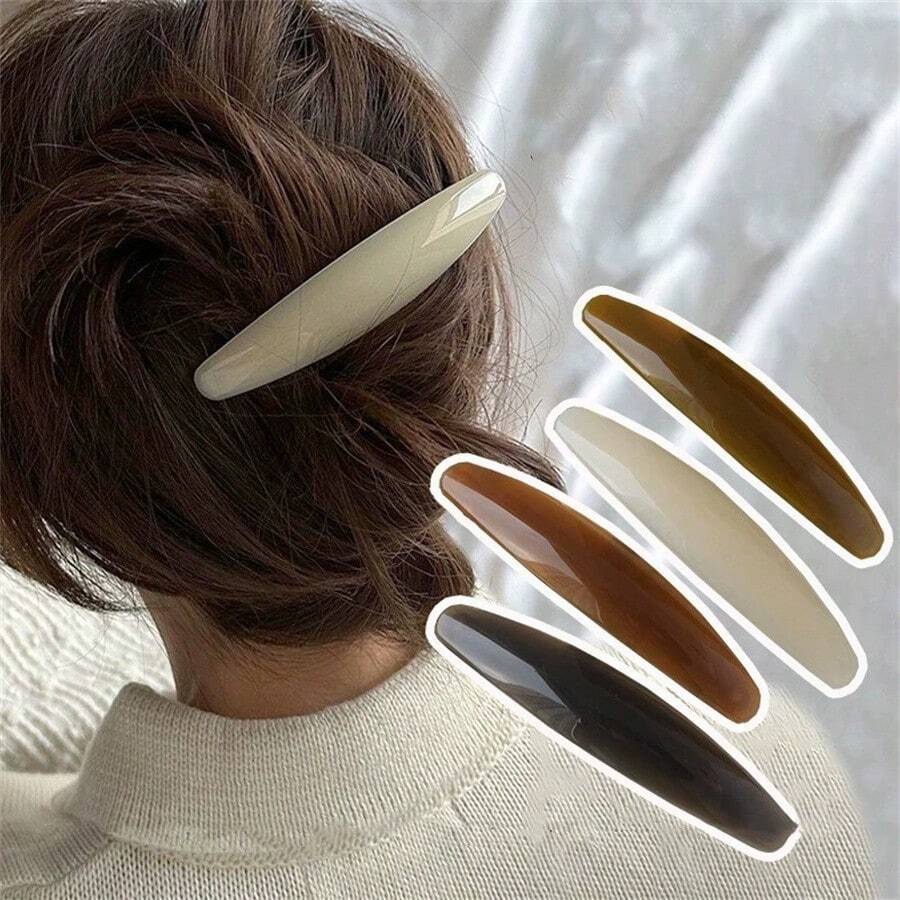 1 Kẹp tóc thời trang tối giản họa tiết đá cẩm thạch bóng cho nữ, Phụ kiện tóc kẹp búi hình bầu dục cao cấp thanh lịch, thích hợp sử dụng hàng ngày, tiệc tùng, đi chơi, quà tặng cho bạn bè và gia đình, kẹp tóc, kẹp tóc, kẹp tóc, trâm cài tóc, kẹp tóc kiểu Pháp - Nhiều màu - Xem 1