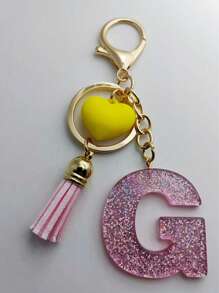 1 buc breloc cu litere engleze din rășină epoxidică Galaxy cu ciucure și decor cu inimă, cadou pentru prieteni și mame, accesorii de Halloween pentru Ziua Profesorilor