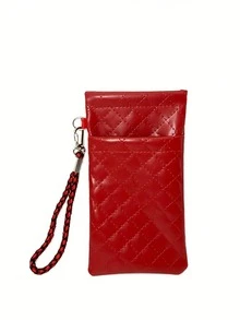 1pc Fashion Leather Eyeglass Cord Holder & Storage Case, Sunglasses/Prescription Glasses Pouch With Snap Closure