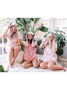 Personalized Custom Satin Eye Mask 3 Pieces Set, Personalized Sleep Eye Mask Bridesmaid Gift, Bridal Shower Gift, Bridal Party Bridesmaid Gift Silk Eye Mask, Bridesmaid Gift Box Set, Satin Eye Mask, Eye Mask, Bridesmaid Gift Bag, Bridesmaid Proposal - Multicolor - View 3