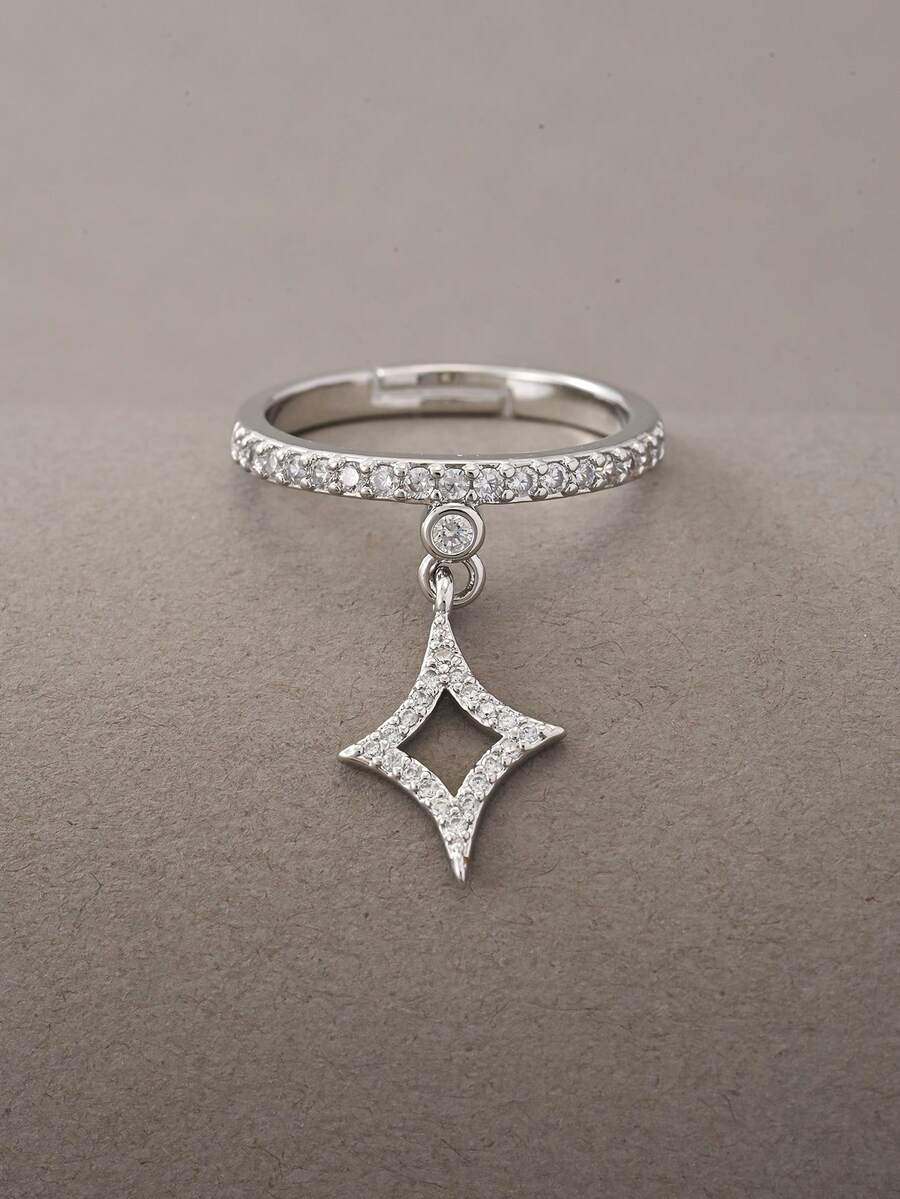 1pc Micro-Inlaid Zirconia Ring, Suitable For Women's Daily, Dating, Vacation, Wedding Wear - Multicolor - View 1