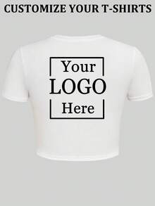 Customized Women's T-Shirt With Front And Back Graphic Design/Team Logo/Work Uniform Design/Dance Troupe Logo/Couple/Best Friend Photo, Short Sleeve Summer Top White, Graduation Gift, Personalized Gift - White - View 2