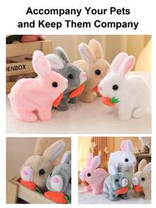 1pc Electric Plush Realistic Rabbit Toy, Cute Animal Model, Can Walk, Bark, Movable Ears, Adorable Pet Doll, Roleplay Holiday Gift