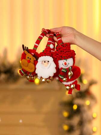 1/3pcs New Christmas Decorations Earmuffs Adult Party Decor Christmas Cartoon Santa Warm Ear Muffs Lightweight Decor Suitable For Christmas New Year Night Photo Shoot Fleece Comfortable