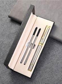 1 Conjunto de Caneta Presente Luxuoso com Canetas de Rolo, Melhor Conjunto de Canetas Esferográficas como Presente para Homens e Mulheres, Executivos Profissionais de Escritório, Canetas Esferográficas Elegantes em Caixa de Presente Clássica, Recarga Preta com Largura de Linha de 0,7mm, De Volta à Escola