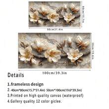 1pc 23.62x47.24in Frameless Abstract Floral Branch Canvas Wall Art, Modern Retro Landscape Poster Print In Beige White Brown Gray, High-Quality Canvas Painting For Living Room Decor, Bedroom Wall Art, Corridor Decoration, Office Home Decor Poster