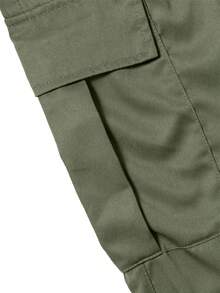 1 件男士户外纯色工装裤，多口袋登山裤，适合夏季海滩、日常通勤、跑步、健身、休闲运动裤，直筒裤 - 軍綠色 - 查看 4