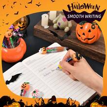 30/20/10/5/1 Pc, Halloween Cartoon Mini Four-Color Ballpoint Pens, Smooth Writing, Cartoon Halloween Style Gel Pens, Cute Pumpkin And Ghost Designs, 0.5mm Fine Tip Black Ink, Perfect For Party Favors, Office Supplies, Fun Gifts For Friends, School Supplies, And Back-To-School Season.