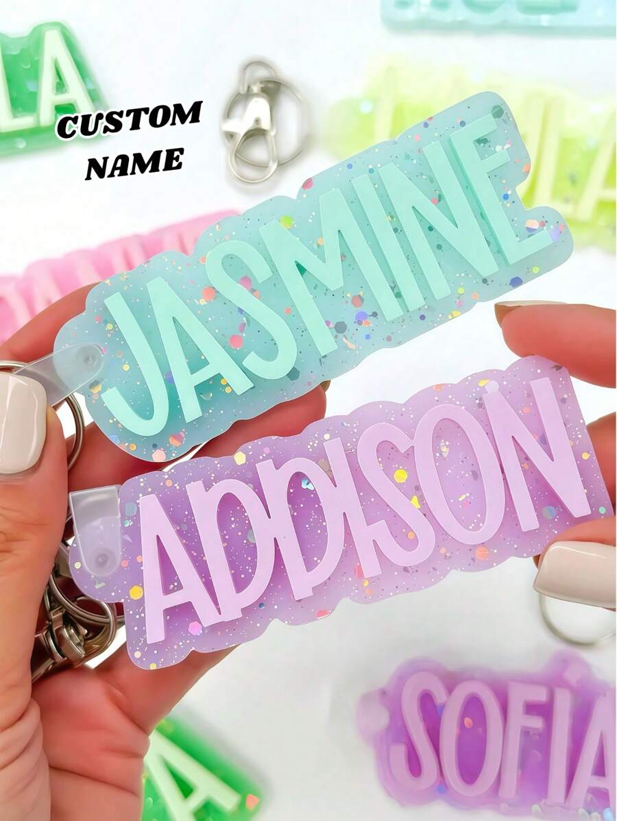 Custom Backpack Keychain Name Tag, Personalized Acrylic Name Keychain, Customized Acrylic Name Tag, Fashionable, Colorful, Cute, Simple, Kawaii, Unique Personalized Customized Gifts, Suitable As Christmas Gifts, Valentine's Day Gifts, DIY Customized Birthday Gifts, Anniversary Gifts, Couple Gifts, Mother's Day Gifts, Wedding Gifts, Bridesmaid Gifts, Party Gifts, New Year Gifts, Best Friend Gifts