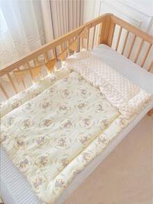 1件婴儿绉纱面料床垫垫，柔软蓬松绒垫，婴儿床软垫，儿童床棉质床垫，双面可用，可机洗 - 彩色 - 查看 3