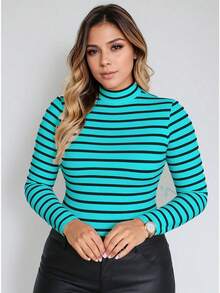 Kit 3 Blusas Feminina Ribana Canelada Cacharrel Gola Alta Manga Longa De Frio Inverno