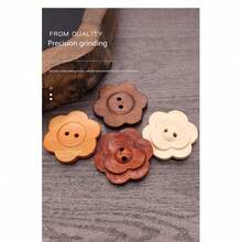10pcs 3D Flower Shaped High-End Wooden Decorative Buttons Can Be Used For Clothing Buttons Such As Coats, Sweaters, Knitwear, Windbreakers, Jackets, Etc. They Have A Strong Sense Of Three Dimensionality And Can Also Be Used For DIY Handmade Decorations, With A Variety Of Colors And Sizes. - Multicolor - View 2