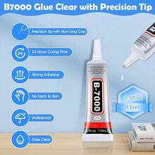 15/50/110 Ml B7000 Craft Rhinestone Glue, Transparent B-7000 Super Jewelry Glue Transparent Industrial Adhesive For Fabric, Phone Repair, Jewelry Making, Crystal Gems, Tac, Art Stone, Wood, Glass - Multicolor - View 8
