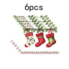 1pc/4pcs/6pcs/100pcs Christmas Stockings Pattern Placemats, Machine-Washed Rectangular Polyester Placemats, Table Protectors, Heat-Insulating Placemats, Restaurant Table Decorations, Party Supplies, Christmas Decorations, Can Be Given As Gift