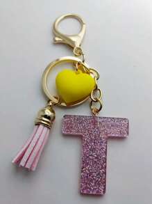 1 buc breloc cu litere engleze din rășină epoxidică Galaxy cu ciucure și decor cu inimă, cadou pentru prieteni și mame, accesorii de Halloween pentru Ziua Profesorilor