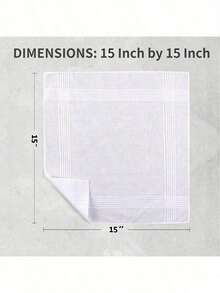12 件/包男士 16x16 英寸白色经典口袋手帕，经典男士涤纶吸水格子手帕，老年人适用薄款复古手帕 - 彩色 - 查看 3