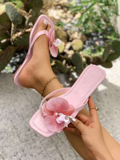 Floral Beach Sandals, 2026 New Flat Slippers For Women, Comfortable Holiday Style, Plus Size Ladies Casual Outdoor Slide Sandals