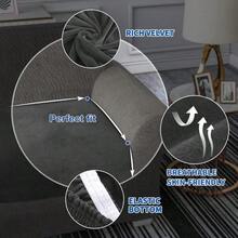 Velvet Stretch Seat Cushion Covers Couch Cushion Cover For Individual Cushions Sofa Seat Cushion Slipcovers With Elastic Bottom 3 Piece XL Sofa Cushion Covers Gray - 灰色 - 查看 4