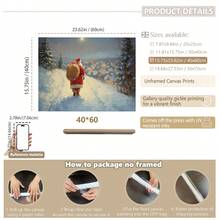 1pc, Vintage Santa Wall Art, Canvas Frame Decorative Painting, Retro Santa Oil Painting, Santa With Sack, Christmas Countryside Scene, Vintage Christmas Theme, Farmhouse Style Holiday, Santa Oil Painting, Christmas Snow Scene, Christmas Home Decor, Minimalist Wall Decor, Modern Art