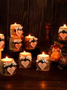 1/50/100个定制文字婚礼烛台，个性化树脂仿真树桩烛台，伴娘蜡烛礼盒套装，桌面派对节日婚礼装饰烛台，适用于婚礼、派对、情人节、周年纪念日餐桌装饰，永恒的爱 - 彩色 - 查看 3