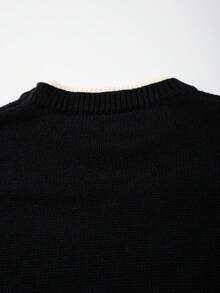 Herren Halloween Kostüm Pullover, neutraler Stil 2 in 1 Langarm Rundhals Streetwear Schädel- & Buchstaben-Muster Pullover Top, Herren Halloween Kostüm, Herbst/Winter