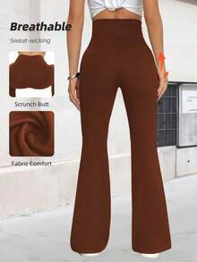 [Niezwykle miękkie] Elastyczne spodnie z rozkloszowanymi nogawkami, minimalistyczne spodnie do pracy i jogi z wysokim stanem, seksowne, sportowe legginsy na co dzień, spodnie z rozkloszowanymi nogawkami z jednoczęściowym wzorem podnoszącym pośladki, odzież sportowa damska, dzianina, rozciągliwe i wygodne, odpowiednie do noszenia na co dzień i do ćwiczeń