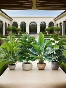 4 Large Artificial Plant Sets, Suitable For Outdoor Use - Broad-Leaved Tropical Rainforest Decoration Christmas Palm Trees, Indoor And Outdoor Potted Plants Throughout The Year, Weddings, Offices, Hotels, Gardens, Shooting Locations, Nordic Style Artificial Trees, Christmas, Grandparents' Day - Multicolor - View 6