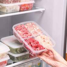 4/6-Compartment Reusable Food Prep Containers - Bento Lunch Box For Home, School, Work & Travel, Portion Control Food & Snack Containers, Adult Serving, Transparent,Reusable Vegetable Storage Box, Meal Preparation And Refrigerated Storage Box