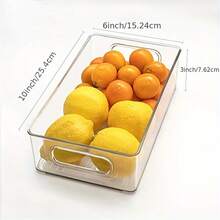 1pc Stackable Refrigerator Storage Box, Kitchen Space Saving Clear Organizer Box With Handle, Suitable For Cabinets, Shelves, Drawers, Countertops And Refrigerators, For Snacks, Fruits, Vegetables And Groceries, Household Items