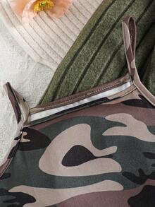 4-7 Years Girls Autumn/Winter Knitted Soft Sweatshirt & Camouflage Print Bodycon Dress 2pcs Set