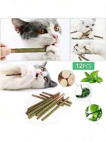 12pcs Cat Cat Sticks, Cat Chew Toys, Natural Wood Sticks For Cats To Play And Relax, Helps Clean Teeth