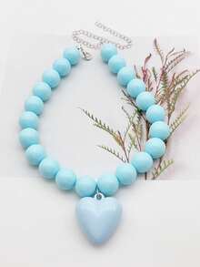 1pc Macaron Color Dopamine Heart Beaded Necklace For Women - Batch Colors May Have Slight Variations - necklace - View 9