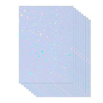 20 Sheets A4(8.3x11.7 Inch) Holographic Vinyl Sticker Paper, Transparent Holographic Vinyl Laminate Film, Clear Overlay Lamination Sticker Paper Self Adhesive Waterproof - Star